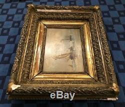Former Marine Painting Oil On Panel Signed Wood Georges XIX