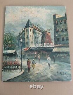 Former Oil On Canvas Of The 1960s Signed Burnett Moulin Rouge