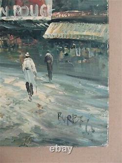 Former Oil On Canvas Of The 1960s Signed Burnett Moulin Rouge