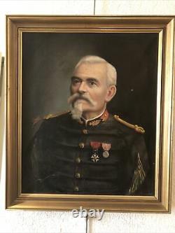 Former Oil On Canvas Painting Military Portrait Sign
