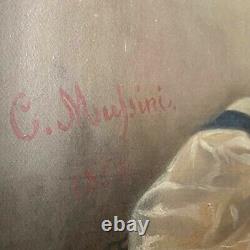 Former Oil On Canvas Portrait Woman XIX Eme Signed C. Mussini 1858