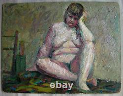 Former Oil Painting On Board 20th Female Nude Expressionism