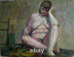 Former Oil Painting On Board 20th Female Nude Expressionism