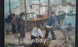 Former Oil Painting On Canvas Port De La Rochelle. 60/70