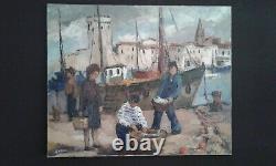 Former Oil Painting On Canvas Port De La Rochelle. 60/70