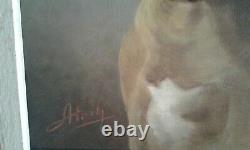 Former Oil Painting On Canvas. Portrait Dog. Signed