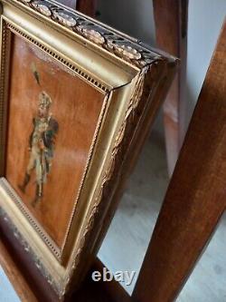 Former Oil Painting On Napoleonic Soldier Panel Signed 21x15 CM / 2