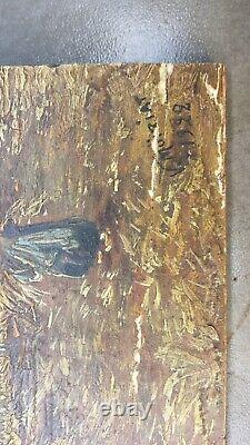 Former Oil Painting On Wood Country Landscape La Fenaison Signed V Moiriat