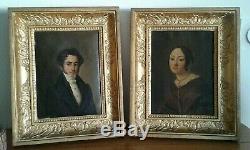 Former. Oil Paintings On Canvas. Portraits Pair Man And Lady. Early 19th