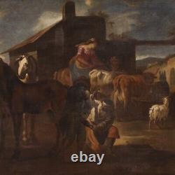 Former Painting 17th Century Oil Painting On Canvas Scene Of Genre 600