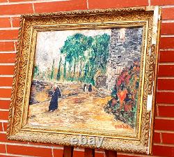 Former Painting By Lebouc Raymond. Animated Landscape. Oil Painting On Canvas