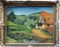 Former Painting Hsp Farm Landscape In Colmar Signed Paul Wessang