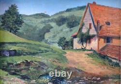 Former Painting Hsp Farm Landscape In Colmar Signed Paul Wessang