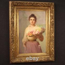 Former Painting Lady Portrait Oil On Canvas Painting Signed Woman Girl 800
