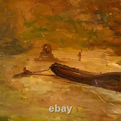 Former Painting Marine Boats Oil S/panel 19th