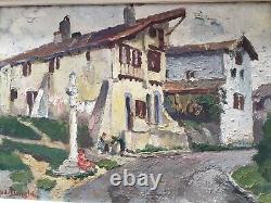 Former Painting Of La Côte Basque Oil On Panel Signed