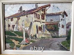 Former Painting Of La Côte Basque Oil On Panel Signed