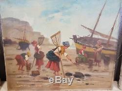 Former Painting Oil On Canvas, Breton Fisherman Signed Morin Monin