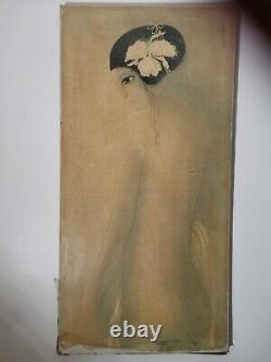 Former Painting / Oil On Canvas Signed Tran Long. Portrait Nude Woman