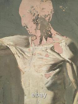 Former Painting Oil On Cardboard Unknown (xixe-s) Bare Sculpture