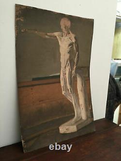 Former Painting Oil On Cardboard Unknown (xixe-s) Bare Sculpture