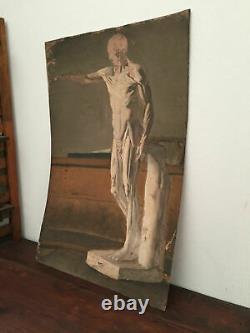 Former Painting Oil On Cardboard Unknown (xixe-s) Bare Sculpture