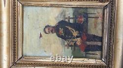 Former Painting Portrait Of Capitainin Infanterie 102 Th Regiment On Wood 1884