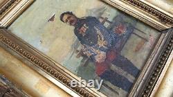 Former Painting Portrait Of Capitainin Infanterie 102 Th Regiment On Wood 1884