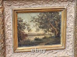 Former Painting Signed Brune. Landscape. Oil Painting On Old Wood Panel