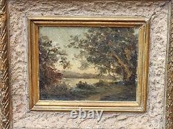 Former Painting Signed Brune. Landscape. Oil Painting On Old Wood Panel