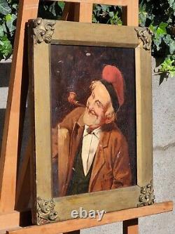 Former Painting Signed Fasoli Portrait Man. Oil On Canvas Size