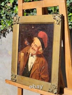Former Painting Signed Fasoli Portrait Man. Oil On Canvas Size