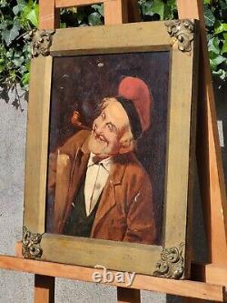 Former Painting Signed Fasoli Portrait Man. Oil On Canvas Size