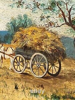 Former Painting Signed L. Ecale 1897 La Moisson. Oil Painting On Wood Panel