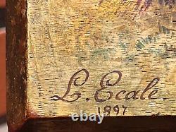 Former Painting Signed L. Ecale 1897 La Moisson. Oil Painting On Wood Panel