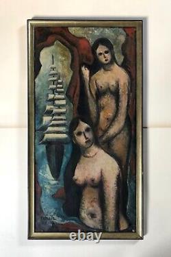 Former Painting Signed Raphaël Arnal, Marine Evocation, Oil On Canvas Dated 49