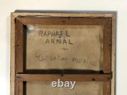 Former Painting Signed Raphaël Arnal, Marine Evocation, Oil On Canvas Dated 49
