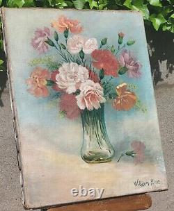 Former Painting Signed William Alber. Bouquet Of Flowers. Oil Painting On Canvas