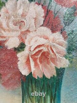 Former Painting Signed William Alber. Bouquet Of Flowers. Oil Painting On Canvas