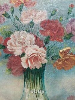 Former Painting Signed William Alber. Bouquet Of Flowers. Oil Painting On Canvas