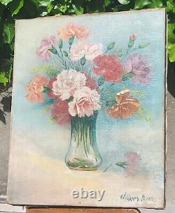 Former Painting Signed William Alber. Bouquet Of Flowers. Oil Painting On Canvas