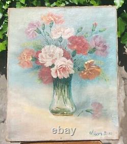 Former Painting Signed William Alber. Bouquet Of Flowers. Oil Painting On Canvas