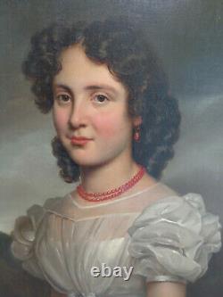 Former Portrait Painting Of Woman Circa 1820 Oil On Canvas Painting 19th Century