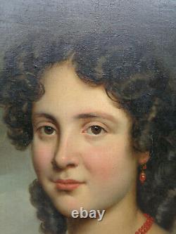 Former Portrait Painting Of Woman Circa 1820 Oil On Canvas Painting 19th Century