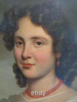 Former Portrait Painting Of Woman Circa 1820 Oil On Canvas Painting 19th Century