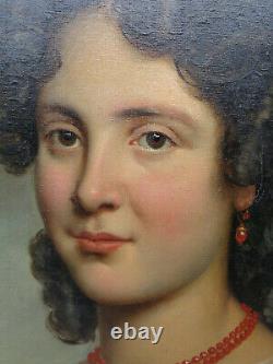 Former Portrait Painting Of Woman Circa 1820 Oil On Canvas Painting 19th Century