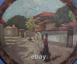 Former Rural Landscape Of Folk Oil Painting, Painted On A