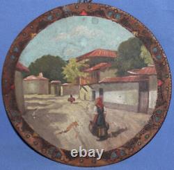 Former Rural Landscape Of Folk Oil Painting, Painted On A