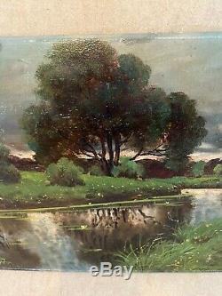 Former Table Oil On Panel Landscape Campaign Clair Obscure Signature Wz