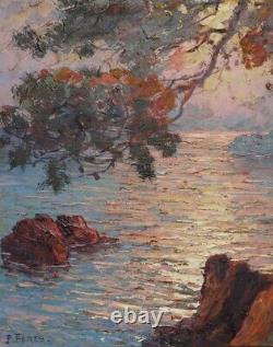 Former Table On Isorel Marine Pierre Forest 1881-1971 Landscape Cote D'azur